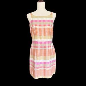 VTG Dawn Joy Dress Womens 9/10 Pastel Sleeveless Striped Plaid Mini Made USA
